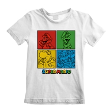 Detské tričko Nintendo Super Mario: Squares (5-6 rokov) biela bavlna