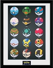 Zarámovaný plagát Pokemon Pokeballs (30x40)