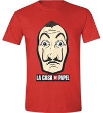 Pánské tričko La Casa De Papel Papírový dům: Mask And Logo (L) červené bavlna