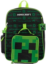 Školní batoh Minecraft: Set batoh - svačinový box - láhev na pití - hračka (objem batohu 10 litrů 12 x 16 x 5 cm)
