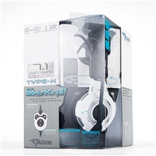 E-Blue, Mazer Type X 7.1, herní sluchátka s mikrofonem, bílá, LED podsvícení, USB konektor (PC)
