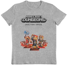 Dětské tričko Minecraft: Dungeons (9-10 let) šedá bavlna