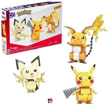 Mega Construx Pokémon: Build & Show Pikachu Evolution Trio (Pichu, Pikachu & Raichu)