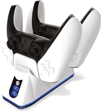 Stealth Twin Charging Dock + Play and Charge Cable - White - PS5