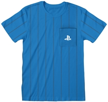 Unisex tričko Playstation: Striped Pocket Logo (M) modrá bavlna