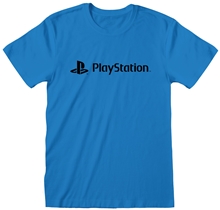 Unisex tričko Playstation: Black Logo (XL) modrá bavlna