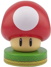 Dekoratívna svietiaca plastová figúrka Super Mario: Hríb s červeným klobúkom (výška 10 cm)