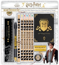 Set 11 školních a psacích pomůcek Harry Potter: Štít Bradavic (sešit, pravítko, tužka, propiska, pastelky, ořezávátko, guma)