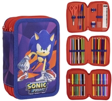 Školní trojdílné pouzdro Sonic The Hedgehog: Sonic Prime (13 x 20 x 7 cm)