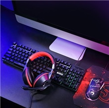 Herní sada s klávesnicí, myší, podložkou a sluchátky Marvo CM409 CZ/SK, LED, USB - černá (PC) (SLEVA)