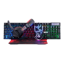 Herní sada s klávesnicí, myší, podložkou a sluchátky Marvo CM409 CZ/SK, LED, USB - černá (PC) (SLEVA)