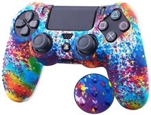 Silikonový obal na ovladač + 2 černé gumičky na joysticky - barevný (PS4)