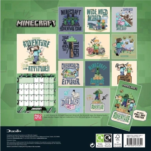 Mini kalendár 2026 - Minecraft