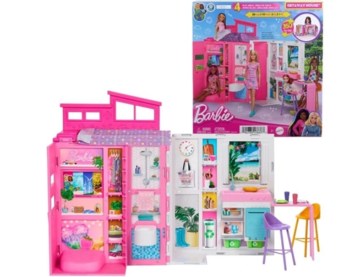 Barbie sada skladací prenosný letný domček Getaway + doplnky