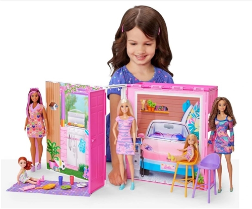 Barbie sada skladací prenosný letný domček Getaway + doplnky