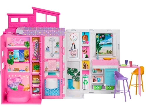 Barbie sada skladací prenosný letný domček Getaway + doplnky