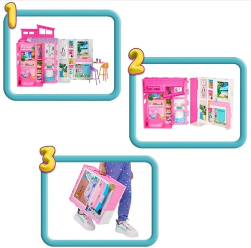 Barbie sada skladací prenosný letný domček Getaway + doplnky
